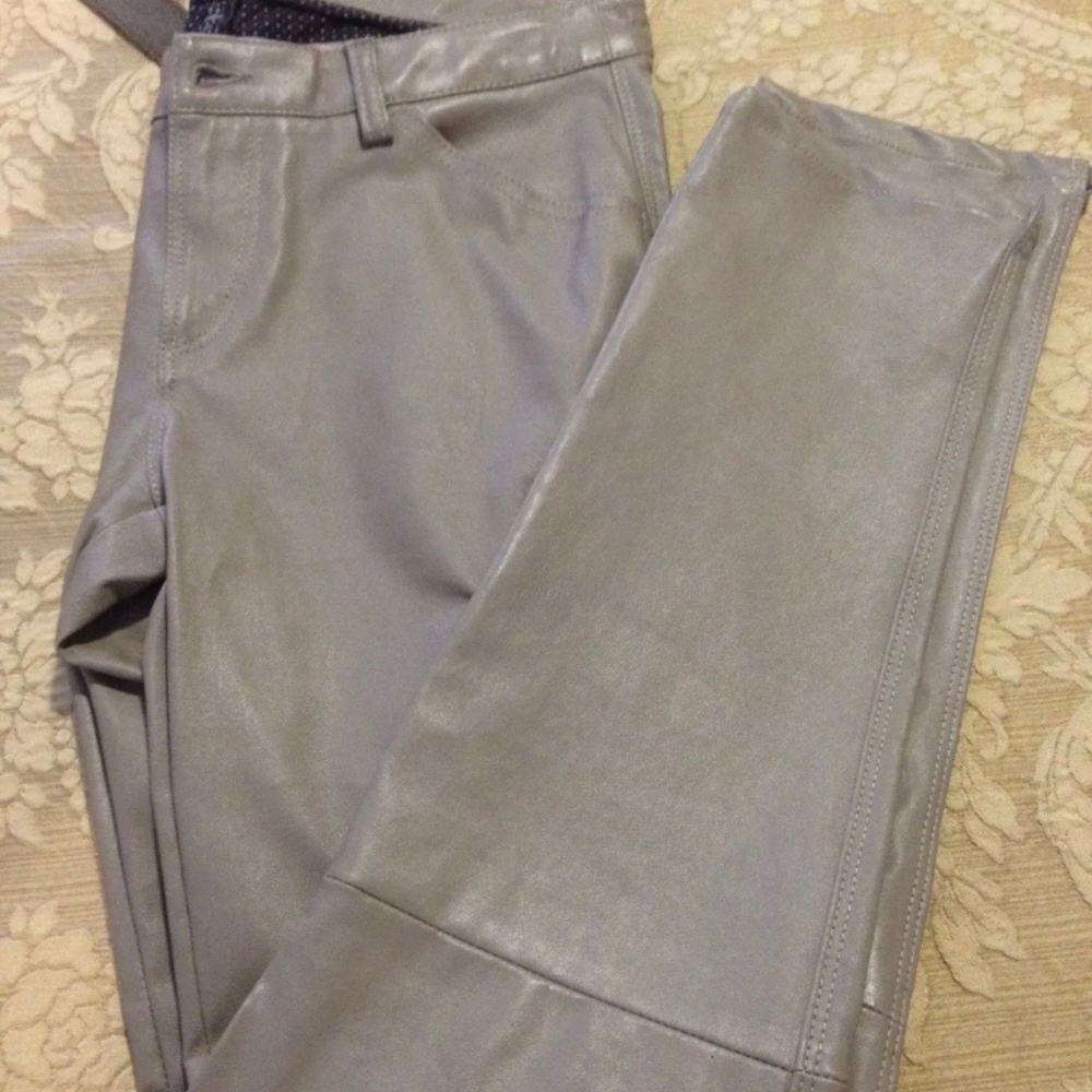NEW WOMENS GIORGIO ARMANI SHEEP LEATHER PANTS SIZE 30 BONE COLOR